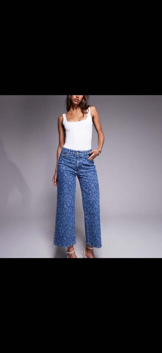Good American Good Waist Cropped Palazzo Jeans Size 10/30